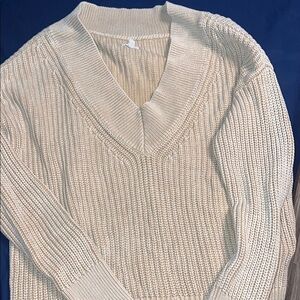 Aerie Cream V-Neck Sweater